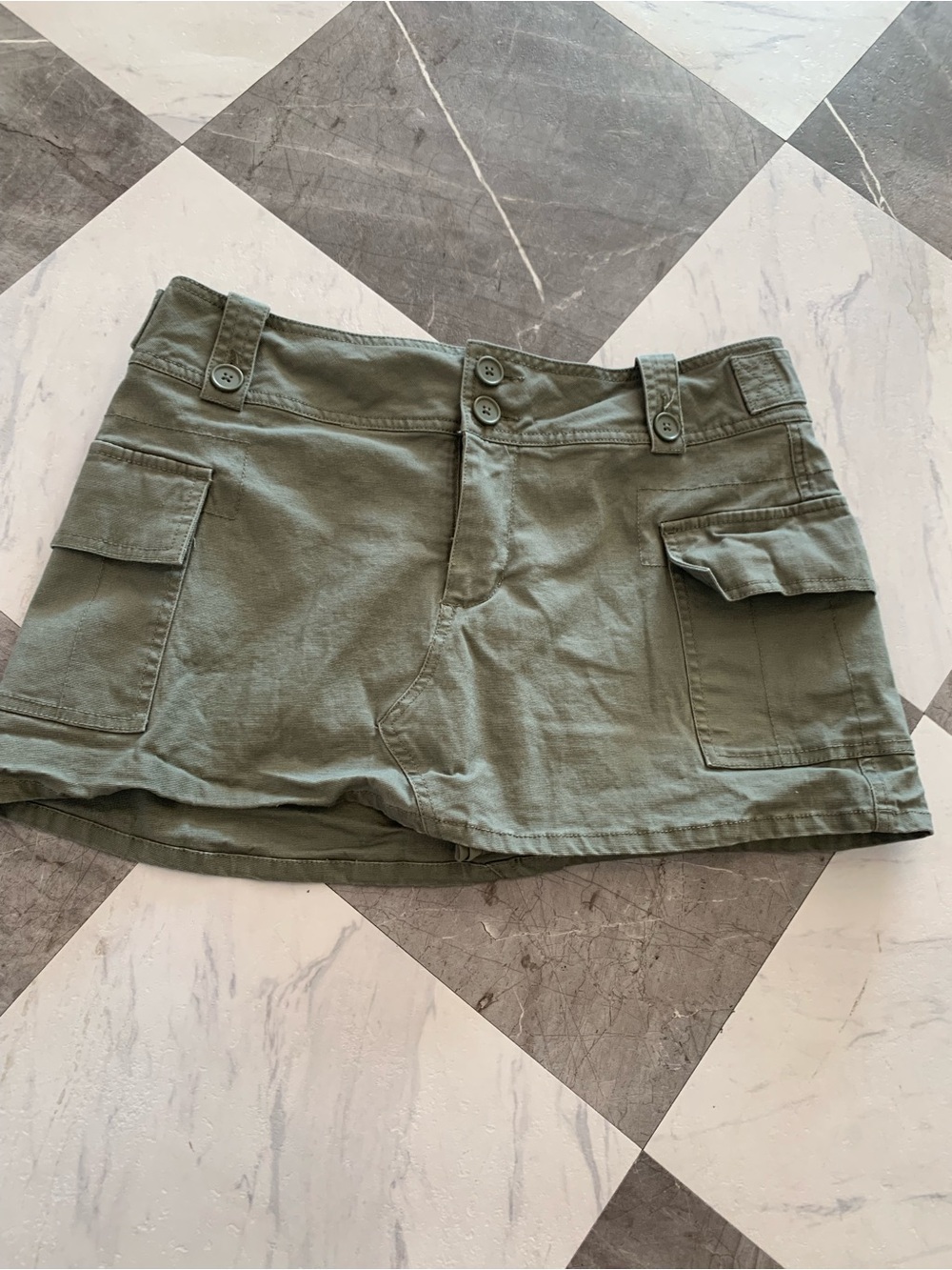 Women's Olive Cargo Mini Skirt
